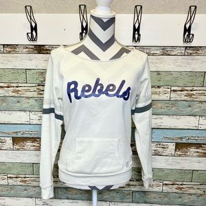 North & Acrux REBELS Women's Grey Ivory & Blue Athletic Fleece Sweatshirt Sz M